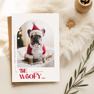 Cartão Postal De Festividades Chapéu de Papai Noel de Cachorrinho Moderno Foto d