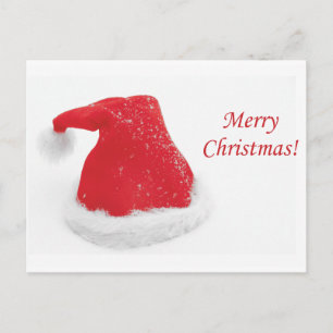 Cartão Postal De Festividades Chapéu de Papai Noel Vermelho Simples Elegante Dec