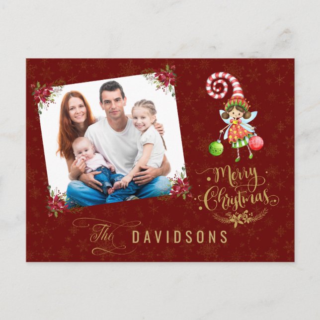 Cartão Postal De Festividades Charm Felry Christmas Fairy Family Photo (Frente)