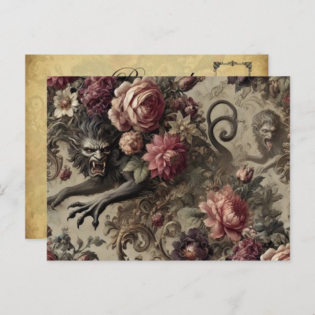 Cartão Postal De Festividades Château des Loups - Lobisomem Barroco Gótico (Frente/Verso)