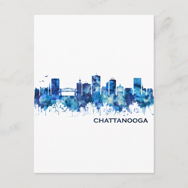 Cartão Postal De Festividades Chattanooga Tennessee Skyline Blue (Frente)