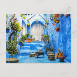 Cartão Postal De Festividades Chefchaouen Blue City Marrocos Oil Painting Boho