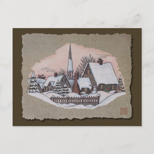 Cartão Postal De Festividades Chegada da manhã de Natal (Frente)