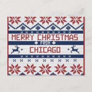 Cartão Postal De Festividades Chicago Christmas Card