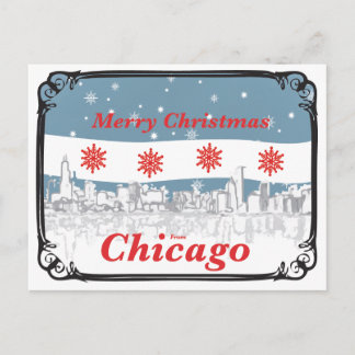 Cartão Postal De Festividades Chicago Christmas Card