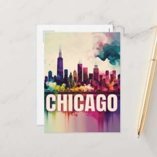 Cartão Postal De Festividades Chicago Skyline
