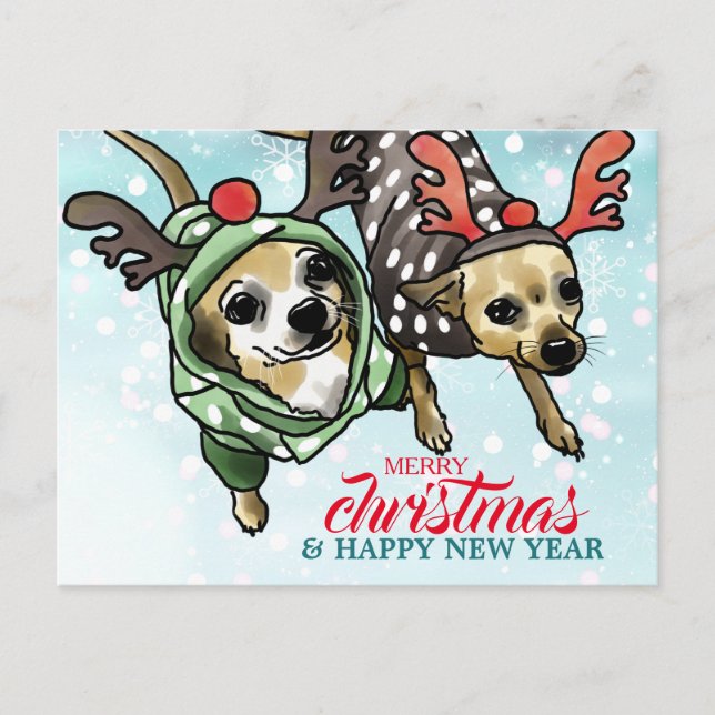 Cartão Postal De Festividades Chihuahua Mix Personalizado para o Natal (Frente)