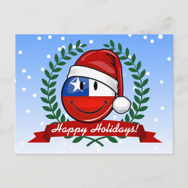 Cartão Postal De Festividades Chile Flag Christmas Style (Frente)