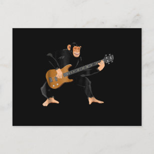 Cartão Postal De Festividades Chimpanzé Tocando Violão Elétrico Bass Monge Funny