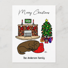 Cartão Postal De Festividades Chocolate de Natal Labrador Dormindo