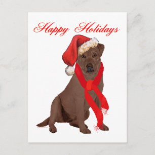 Cartão Postal De Festividades Chocolate Labrador Retriever Christmas