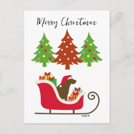 Cartão Postal De Festividades Chocolate Labrador Silhouette Christmas Sleigh