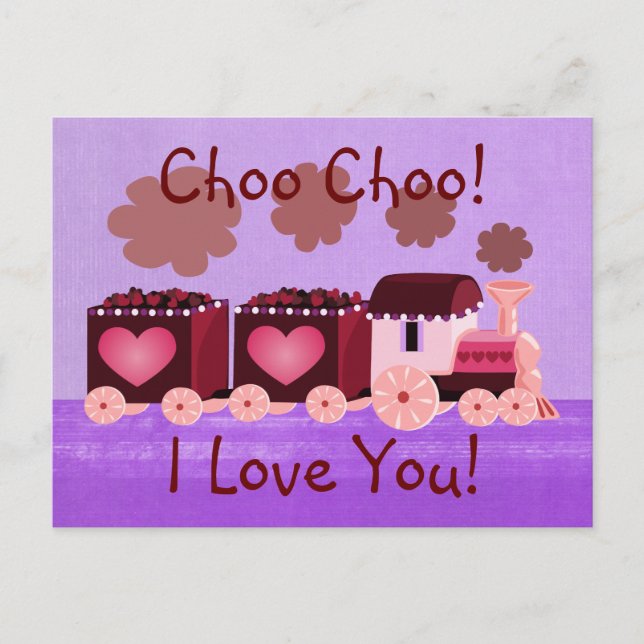 Cartão Postal De Festividades Choo Choo Train Valentine Postcard (Frente)