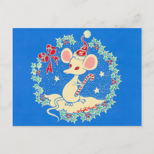 Cartão Postal De Festividades Chrissie, o rato de Natal