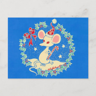 Cartão Postal De Festividades Chrissie o Rato de Natal