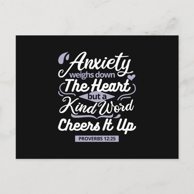 Cartão Postal De Festividades Christian Encouragement Quote – Anxiety & Kindness (Frente)