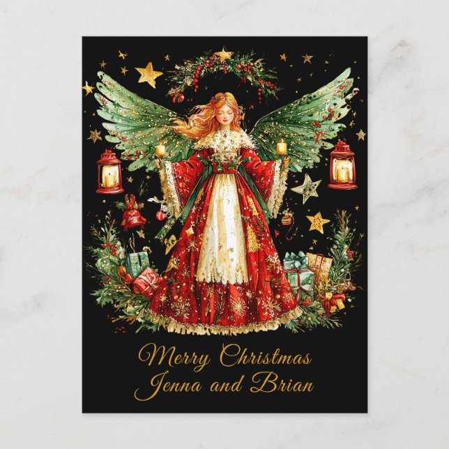 Cartão Postal De Festividades Christmas Angel personalized Holiday Postcard (Frente)