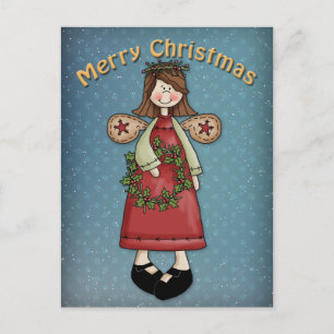Cartão Postal De Festividades Christmas Angel with wreath