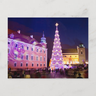 Cartão Postal De Festividades Christmas at Castle Square in Old Town of Warsaw