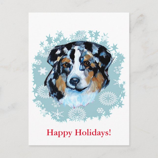 CARTÃO POSTAL DE FESTIVIDADES CHRISTMAS AUSTRALIAN SHEPHERD (Frente)