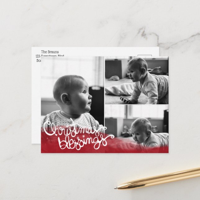 Cartão Postal De Festividades Christmas Blessings (Frente/Verso In Situ)