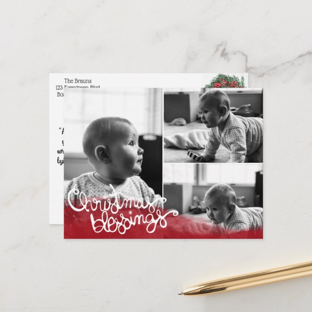 Cartão Postal De Festividades Christmas Blessings (Frente/Verso In Situ)