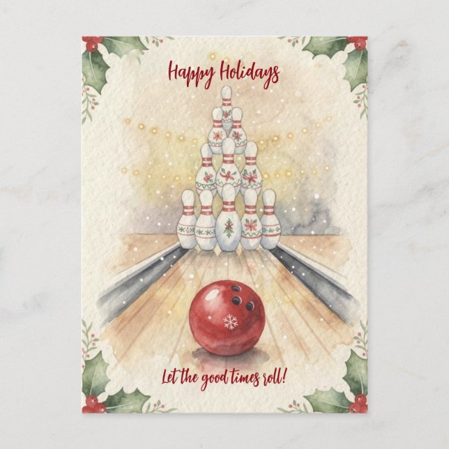 Cartão Postal De Festividades Christmas Bowling Holiday Greeting Cards (Frente)