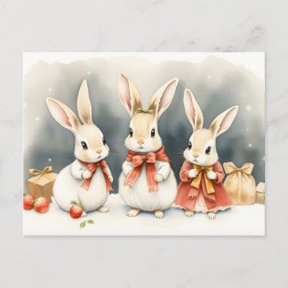 Cartão Postal De Festividades christmas bunnies
