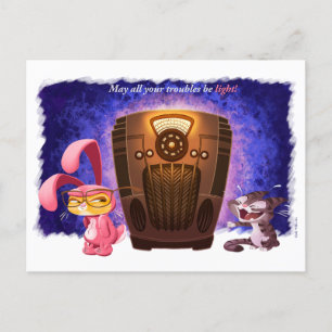 Cartão Postal De Festividades CHRISTMAS BUNNY CATS por Jeff Willis Art