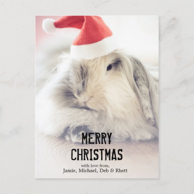 Cartão Postal De Festividades Christmas bunny with cute hat (Frente)