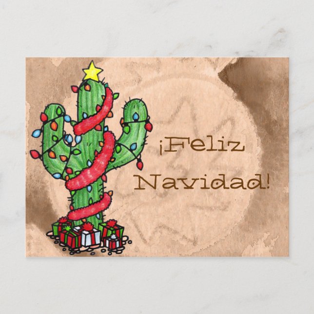 Cartão Postal De Festividades Christmas Cactus Postcard (Frente)