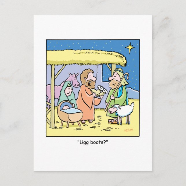 Cartão Postal De Festividades Christmas Cartoon Ugg Boots (Frente)