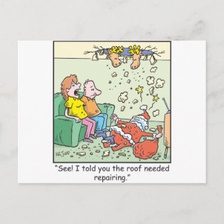 Cartão Postal De Festividades Christmas Cartoons Santa Drops By