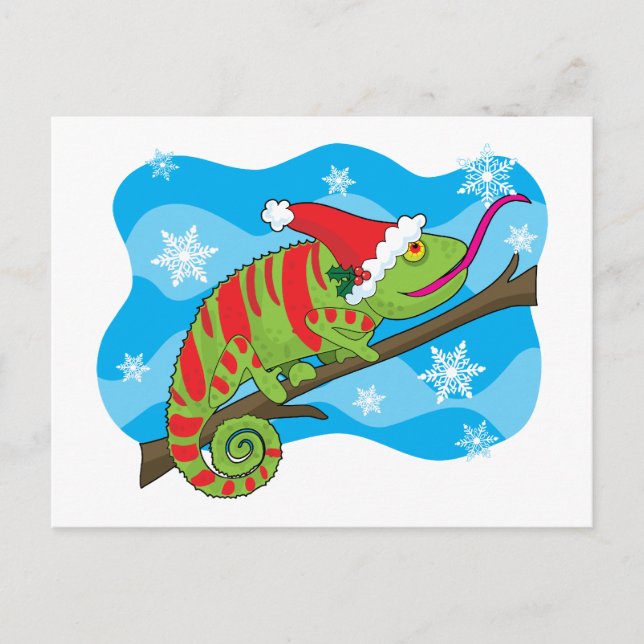 Cartão Postal De Festividades Christmas Chameleon (Frente)