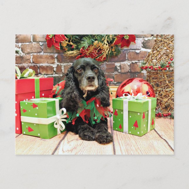 Cartão Postal De Festividades Christmas - Cocker Spaniel - Lily (Frente)