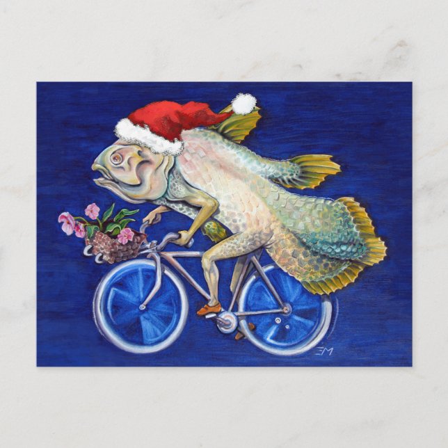 Cartão Postal De Festividades Christmas Coelacanth (Frente)