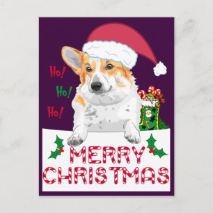 Cartão Postal De Festividades Christmas Corgi