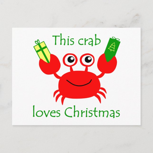 Cartão Postal De Festividades Christmas Crab (Frente)