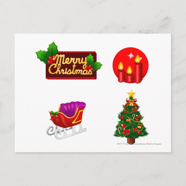 Cartão Postal De Festividades Christmas decorations against white background (Frente)