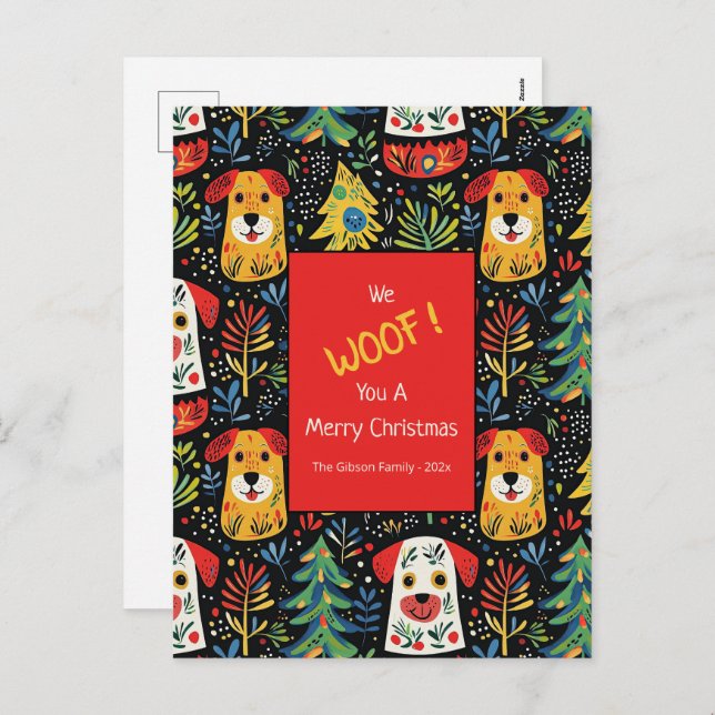 Cartão Postal De Festividades Christmas Dogs Cute Holiday Postcard (Frente/Verso)
