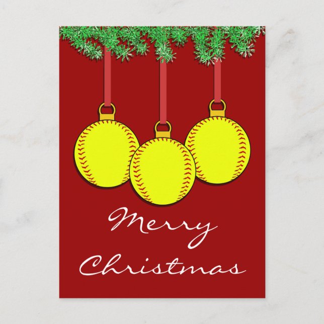 Cartão Postal De Festividades Christmas Fastpitch Softball Postcard (Frente)