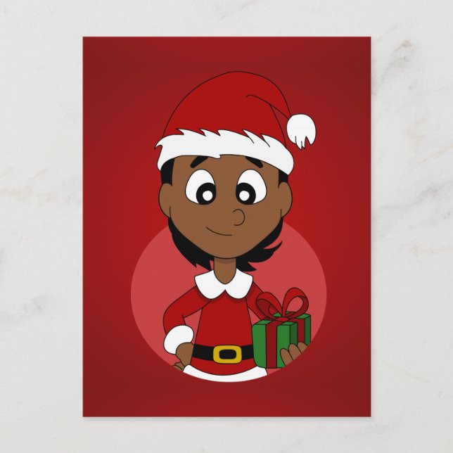 Cartão Postal De Festividades Christmas girl cartoon (Frente)