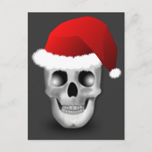 Cartão Postal De Festividades Christmas Goth Skull Santa Claus (Frente)