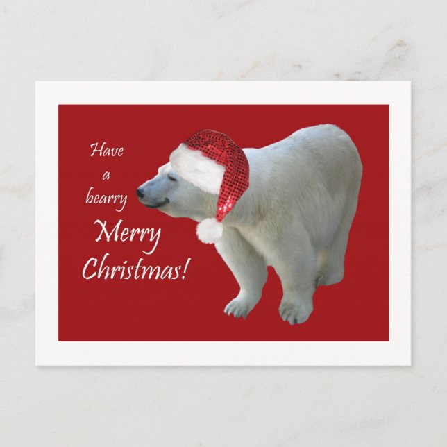 Cartão Postal De Festividades Christmas Greeting Card Polar Bear Santa (Frente)