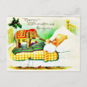 Cartão Postal De Festividades Christmas greeting with an elephant wishes a baby
