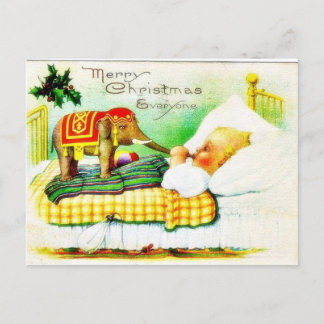 Cartão Postal De Festividades Christmas greeting with an elephant wishes a baby