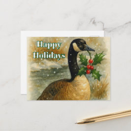 Cartão Postal De Festividades Christmas Holiday Canadian Goose