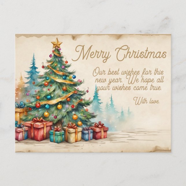 Cartão Postal De Festividades Christmas Holiday Card Festive Decorated Tree &  (Frente)