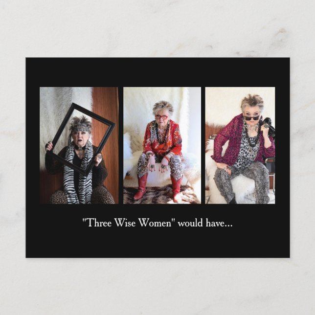 Cartão Postal De Festividades Christmas holiday humor with 3 wise women (Frente)