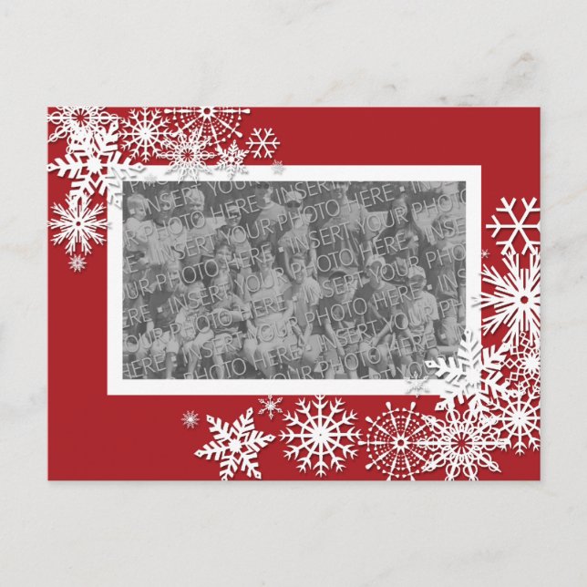 Cartão Postal De Festividades Christmas Holiday Photo Card with Snowflakes (Frente)